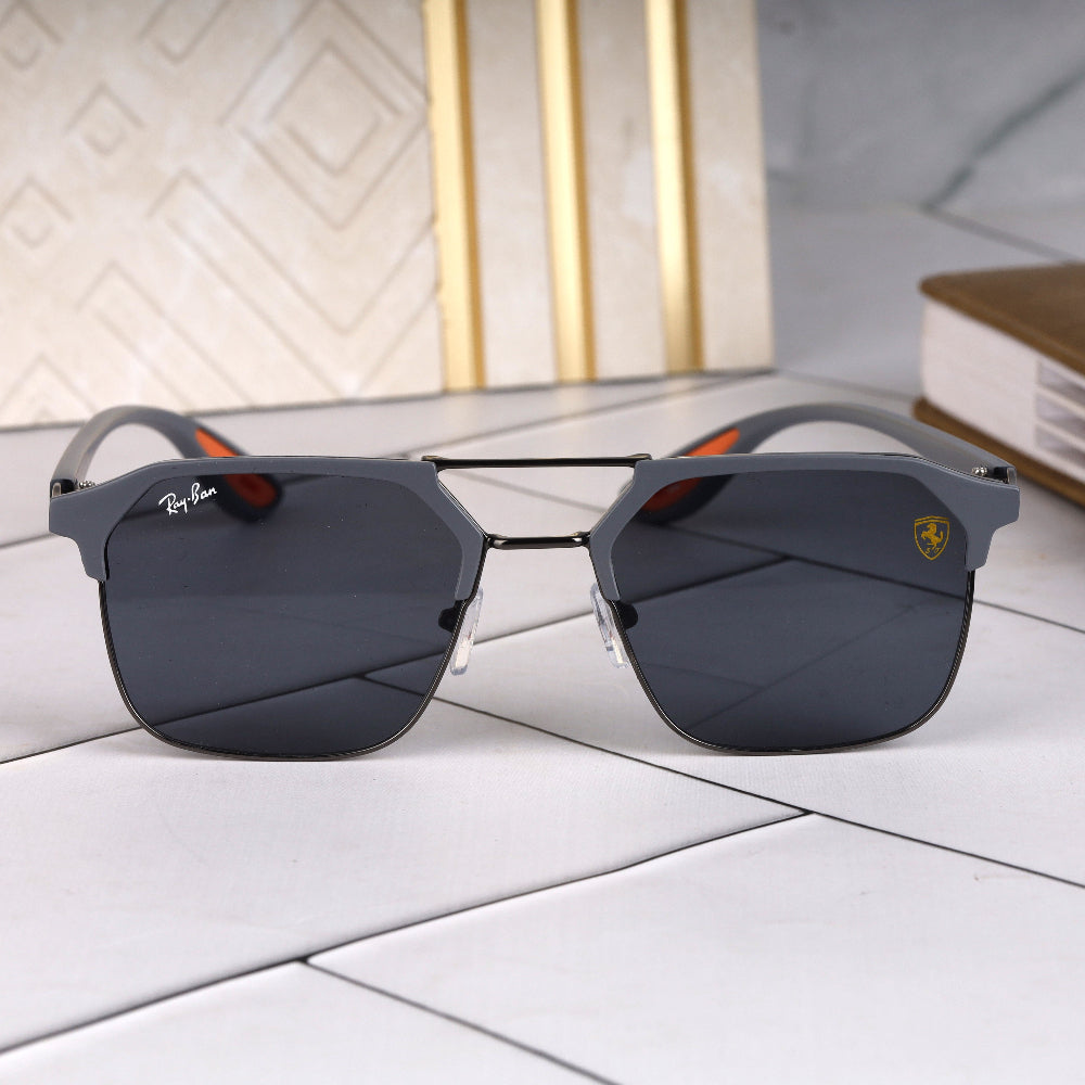 Classic Square O4 Grey-Black Sunglass with grey frame and UV 400 protection from JUO INDIA.